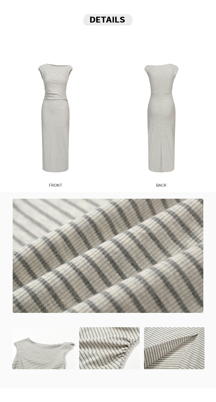 Front and back view with ribbed striped fabric close-up detail